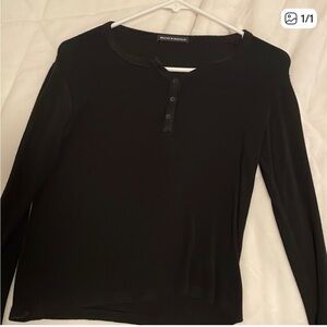Brandy Melville Black Long Sleeve Henley Top